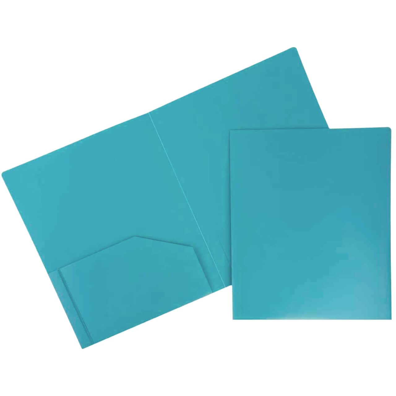 JAM Paper Heavy Duty Plastic 2-Pocket Folders, 6ct.